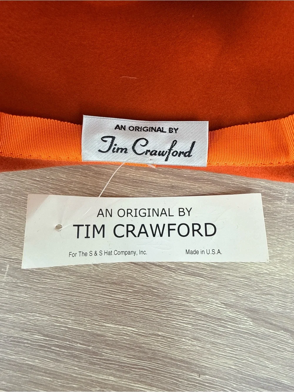 Vintage Tim Crawford Wool Cloche Hat Burnt Orange Rhinestone Bow Opening Day US